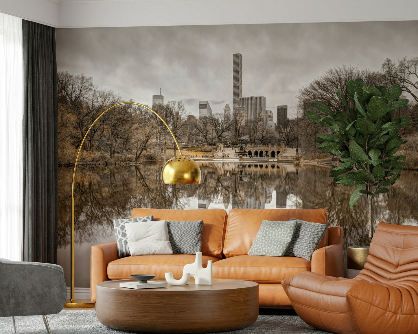 Dual toned abstract wallpaper for a bedroom feature wall.