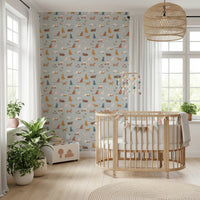 Decorative feline wallpaper with varied cat poses and tones