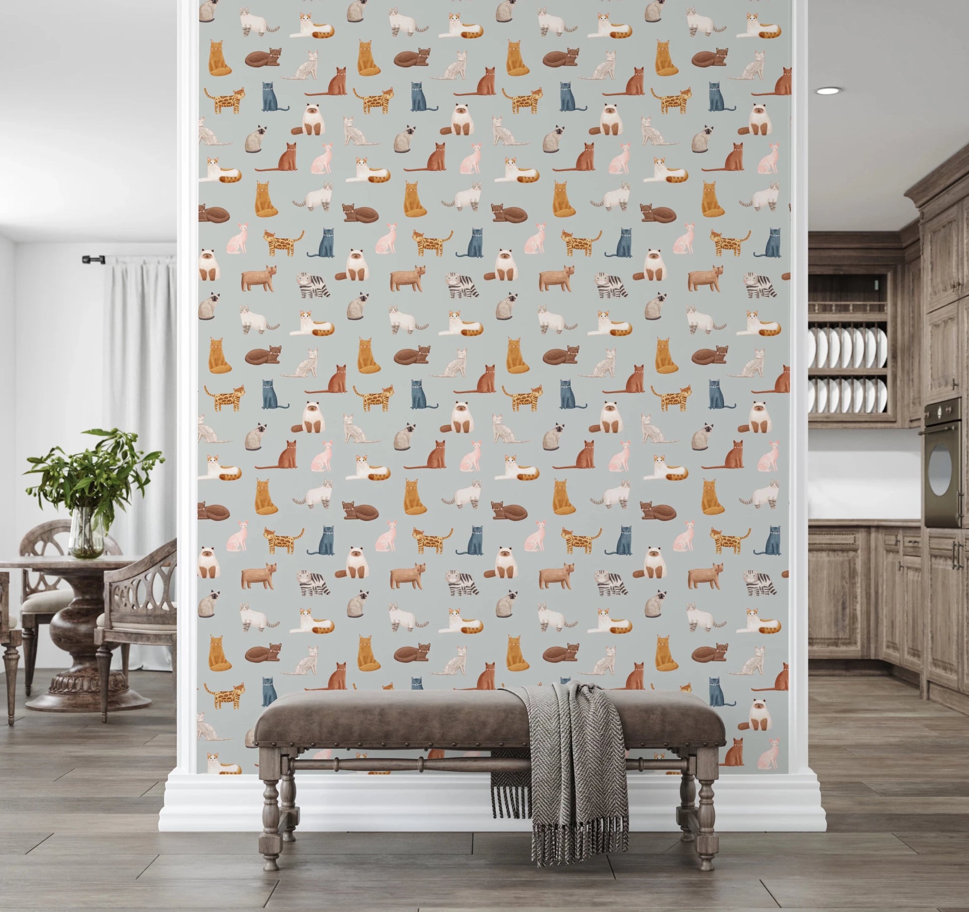 Animal print wallpaper with cool cat motif layout