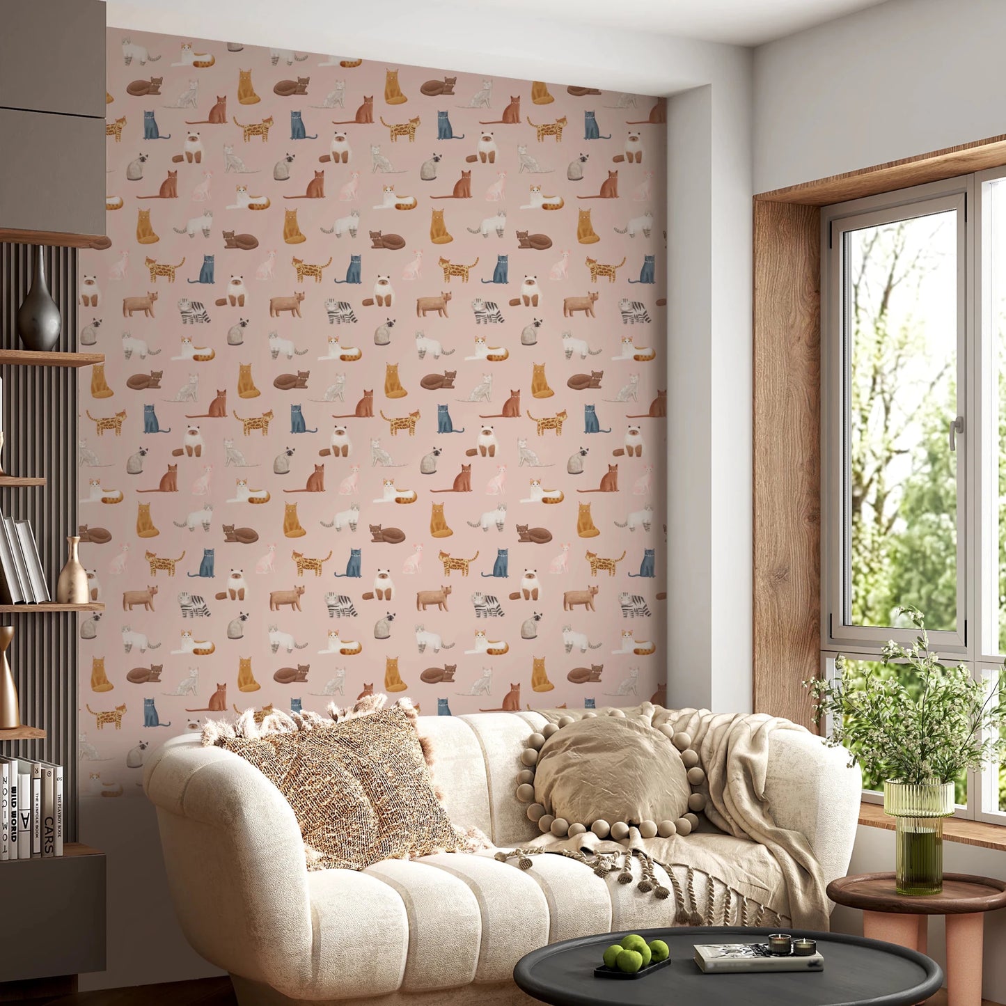Cool Cats in Pink Wallpaper⁠