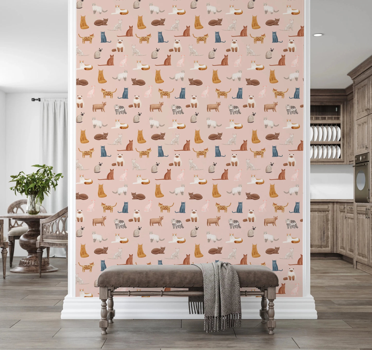 Cool Cats in Pink Wallpaper⁠