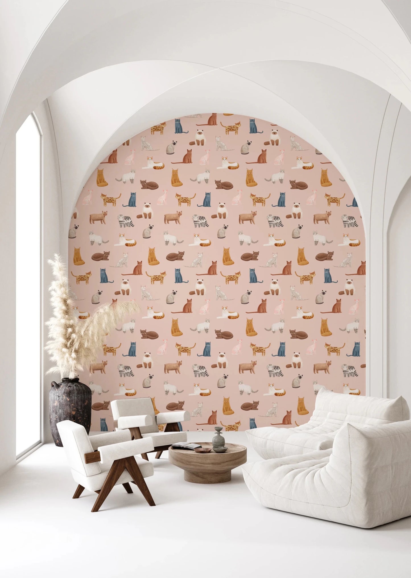 Cool Cats in Pink Wallpaper⁠