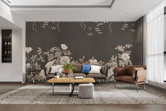 Copper Petal Noir Wall Mural for stylish walls, B838