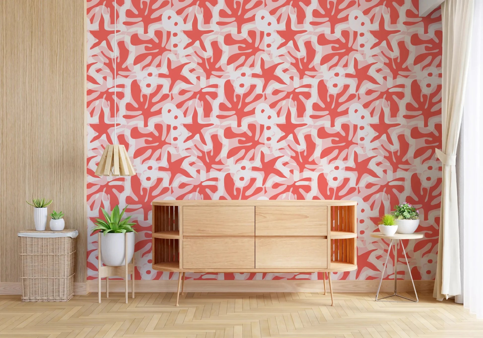 Coral Bloom Overlay wallpaper showing soft floral overlay composition