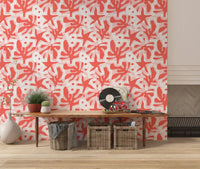 Coral Bloom Overlay wallpaper with fluid shapes and neutral overlays