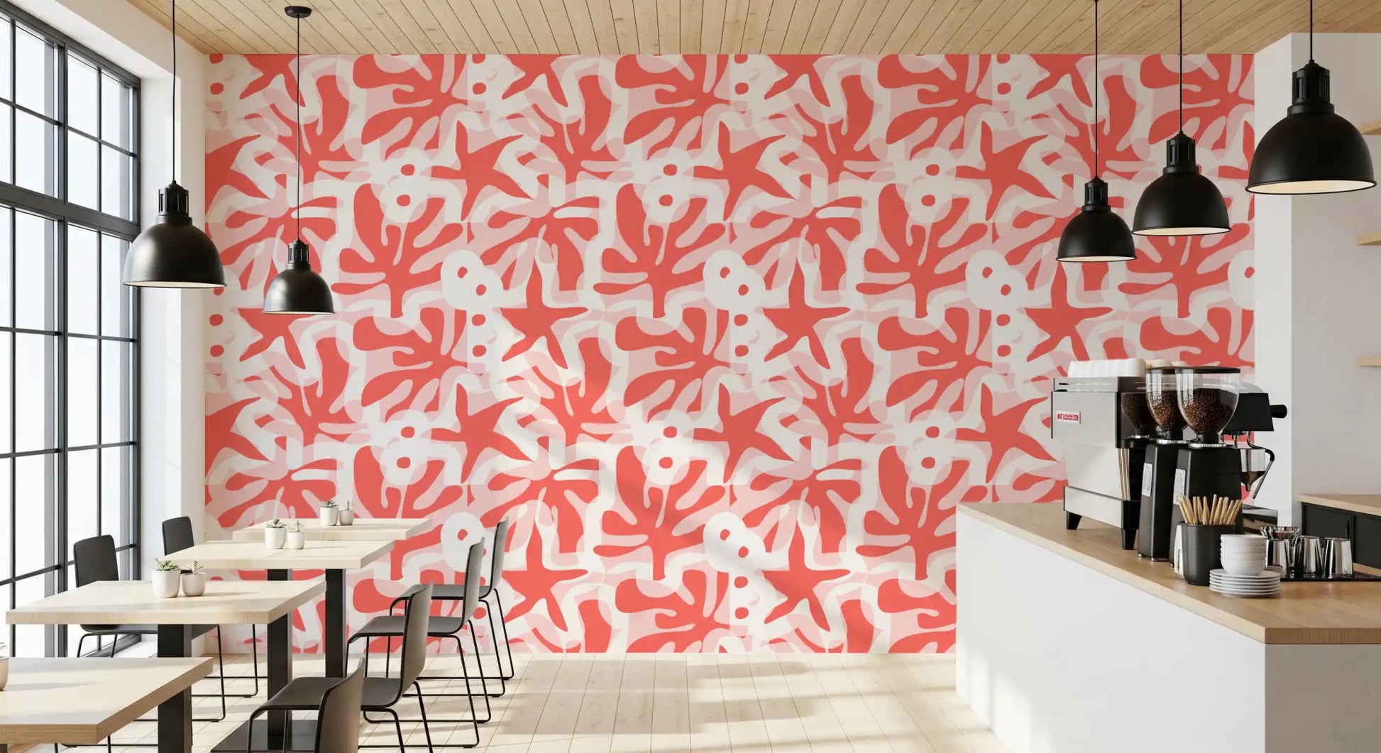 Modern abstract wallpaper with Coral Bloom Overlay coral pattern