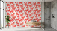 Coral abstract wallpaper with Coral Bloom Overlay organic shapes