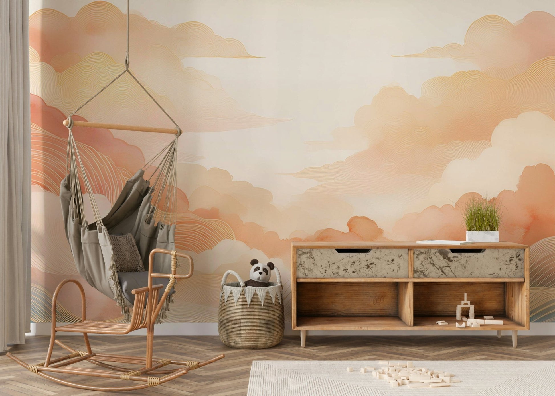 Soft Coral Cloud Mural to Brighten Your Space

