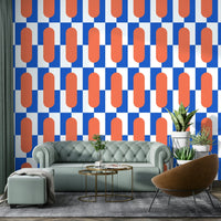 Retro coral blue wallpaper for modern homes

