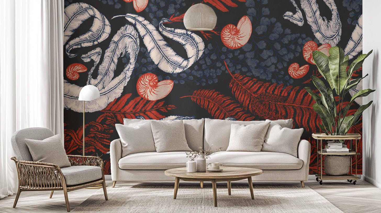 Coral Cove Nautilus wallpaper featuring oceanic beauty. B651

