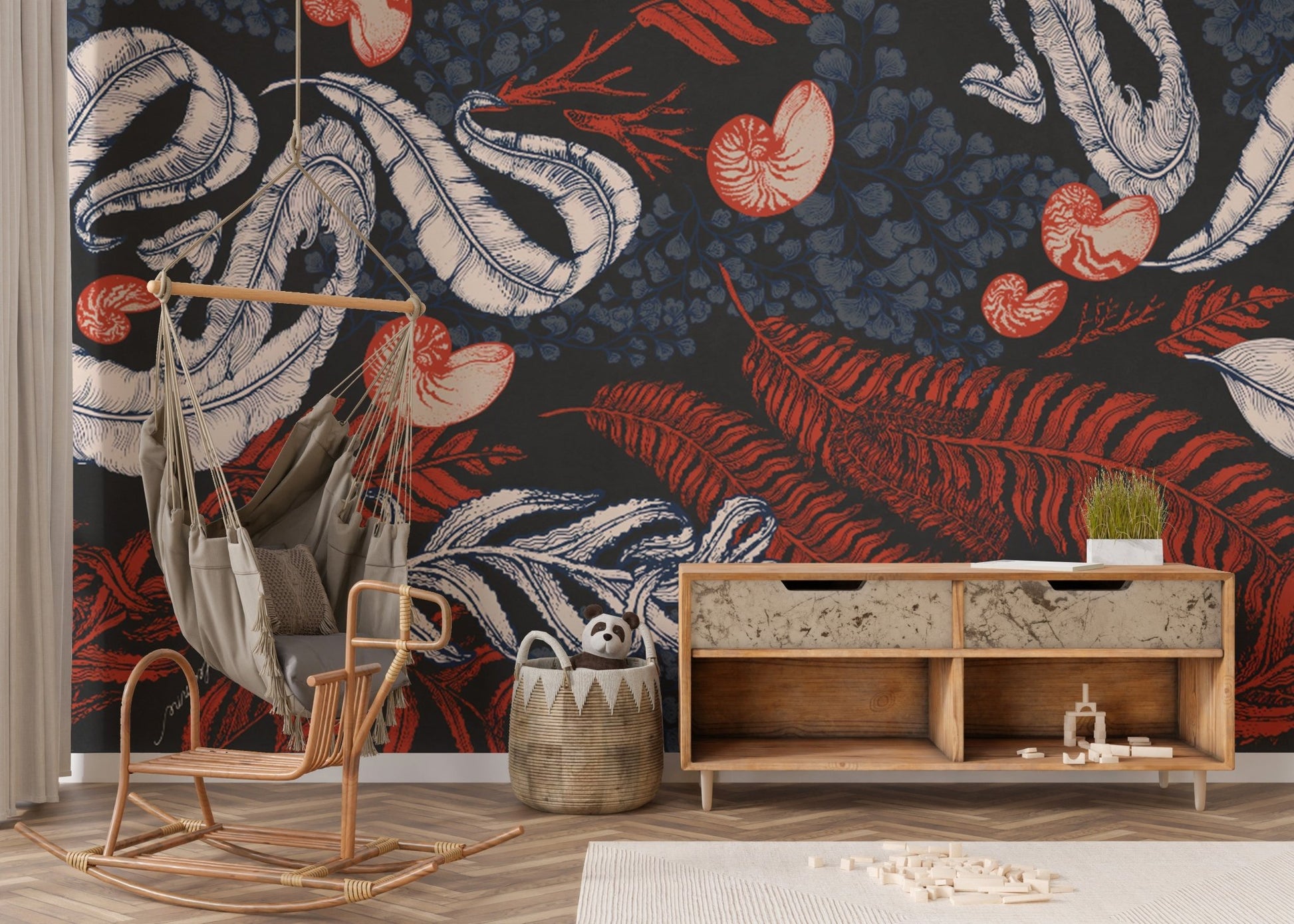 Elegant Coral Cove mural for a serene underwater ambiance. B651
