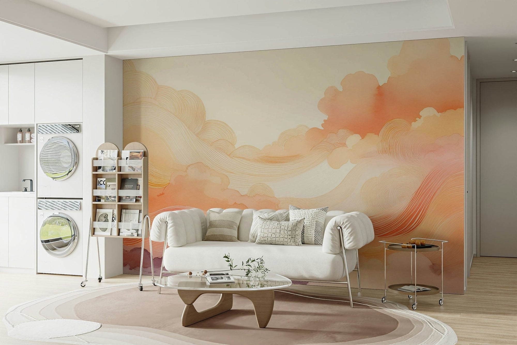Coral Dream Swirls Wall Mural for vibrant rooms, GD1649