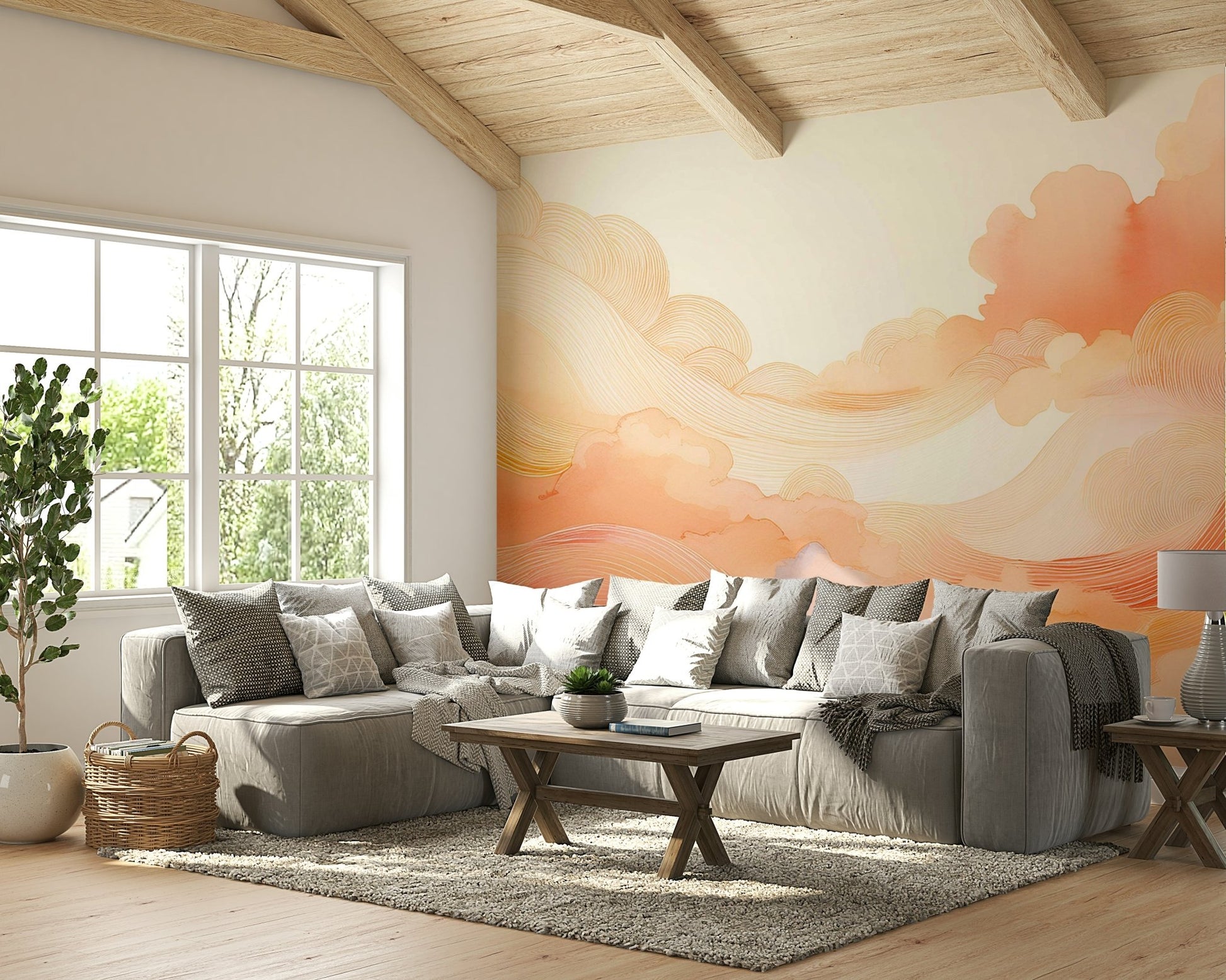 Swirling coral mural for a creative wall makeover

