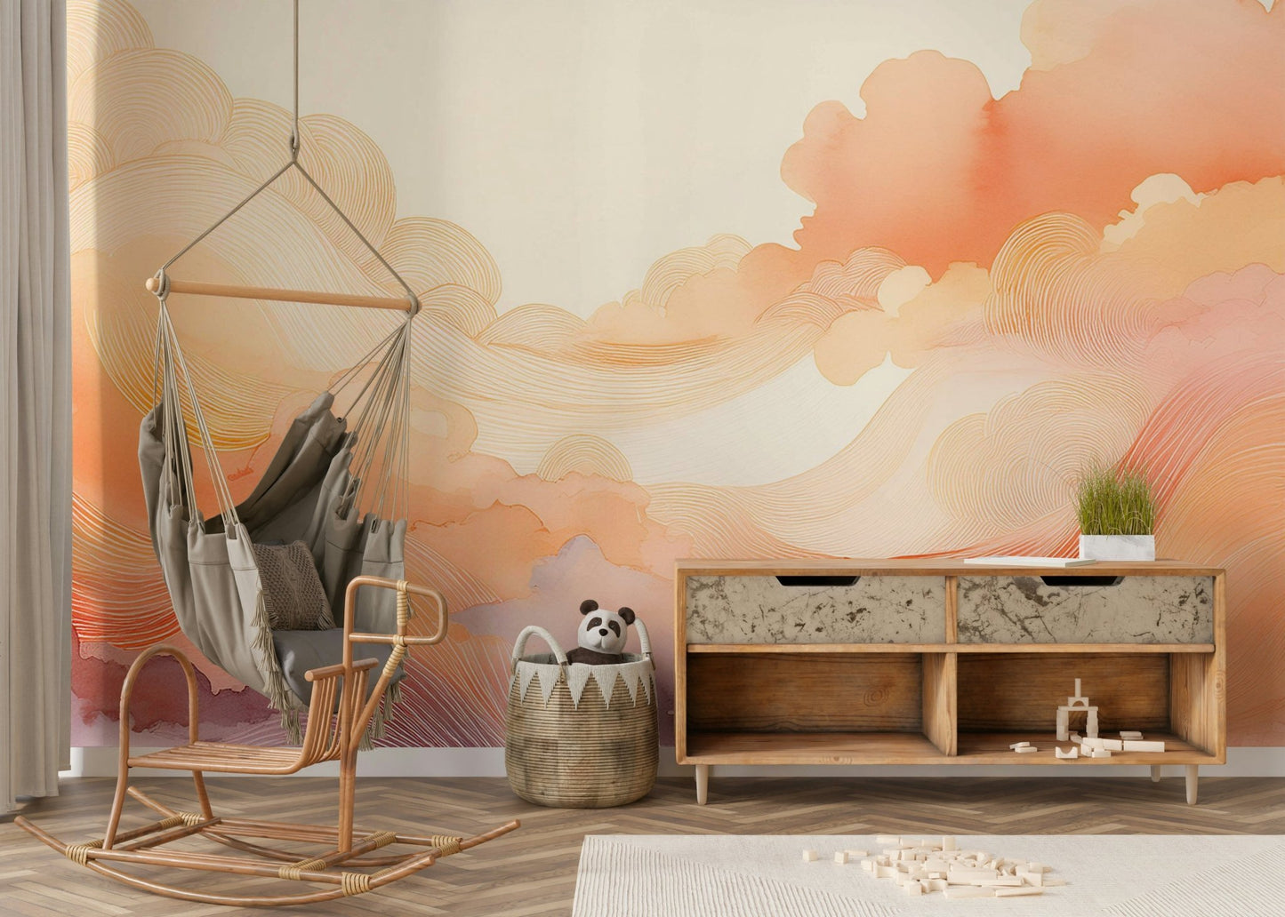 Artistic Coral Dream Swirls for contemporary walls

