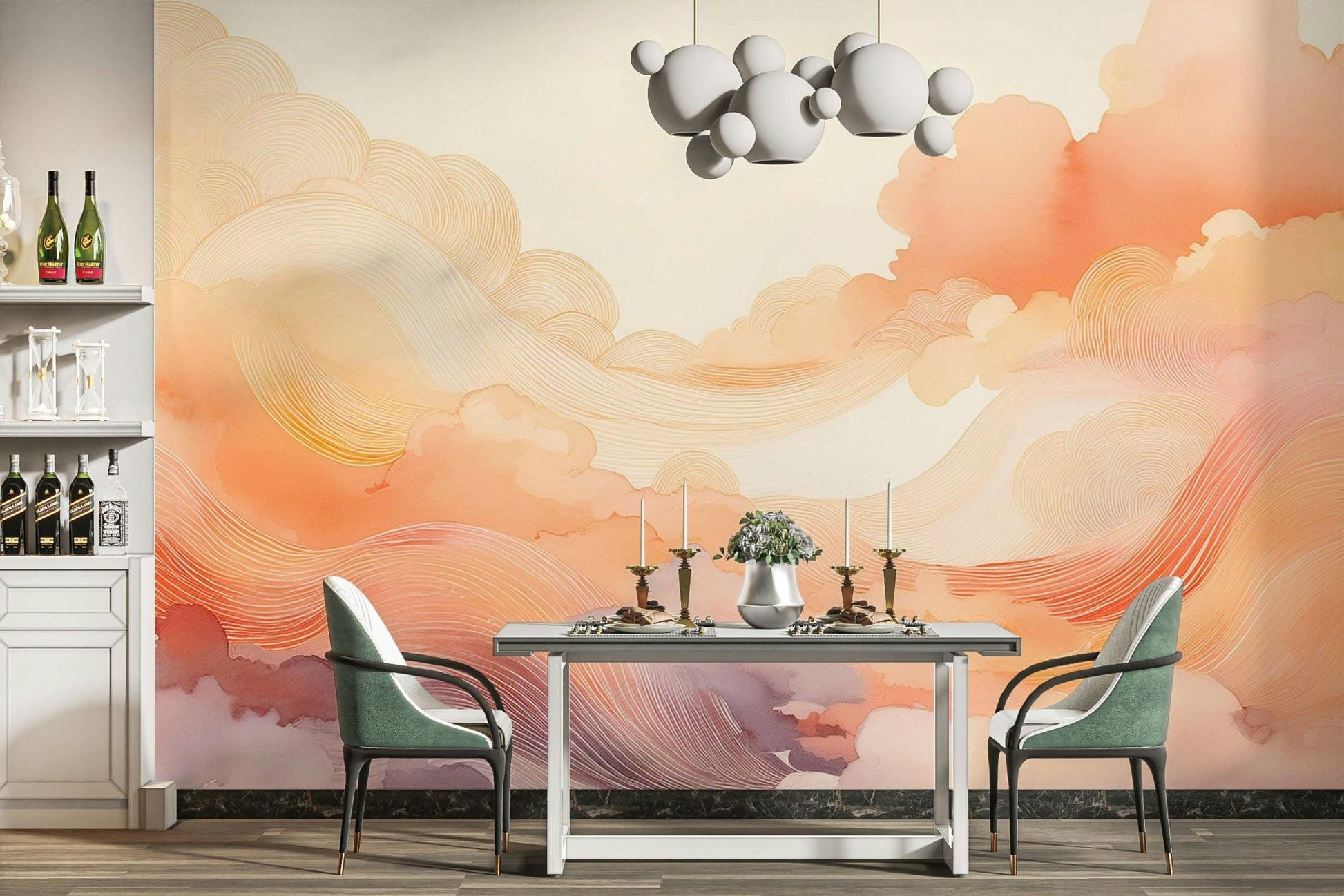 Coral swirls mural adding warmth to any room

