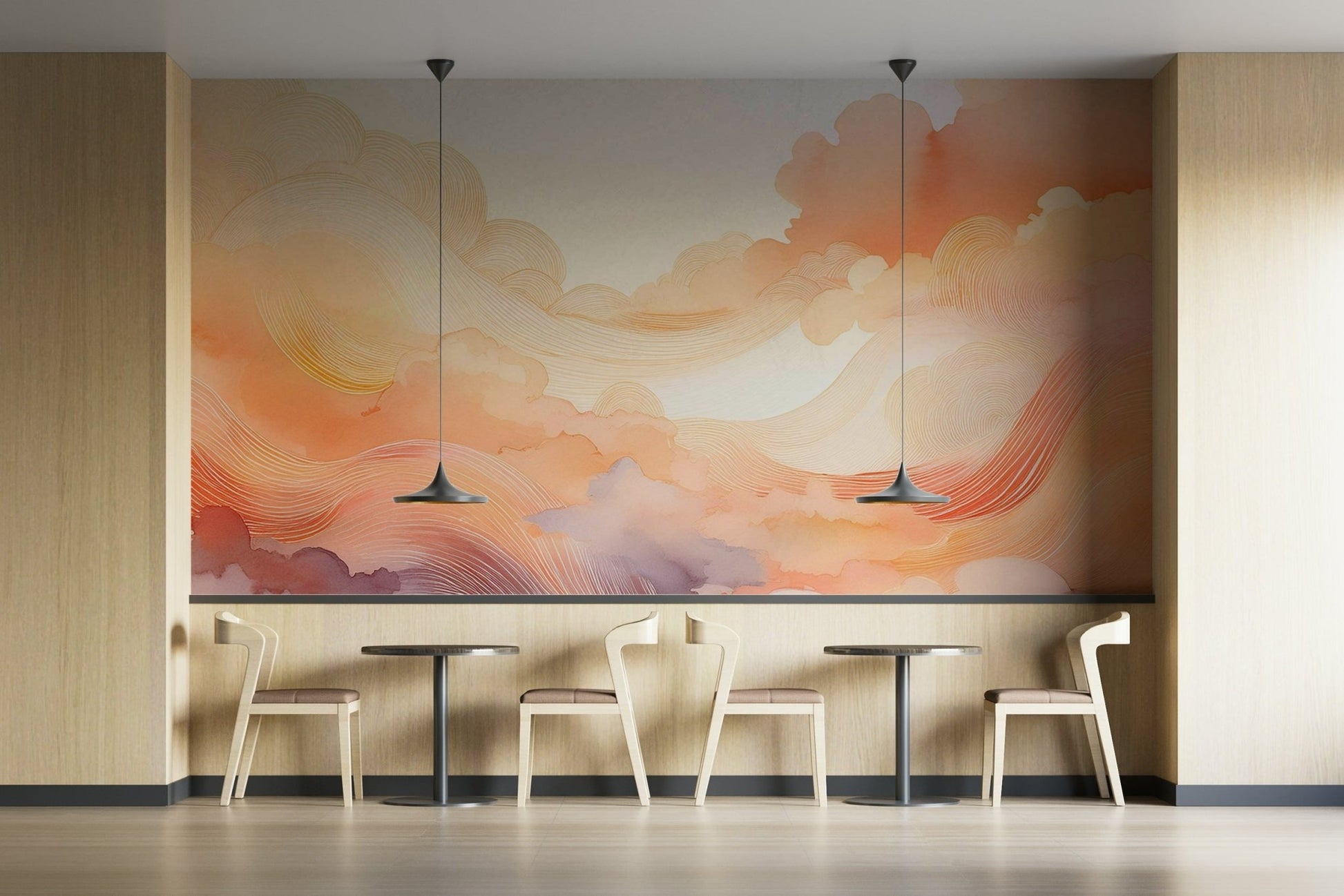 Coral Dream Swirls wall mural for stylish interiors

