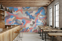 A calming underwater design wallpaper mural that defines a space.