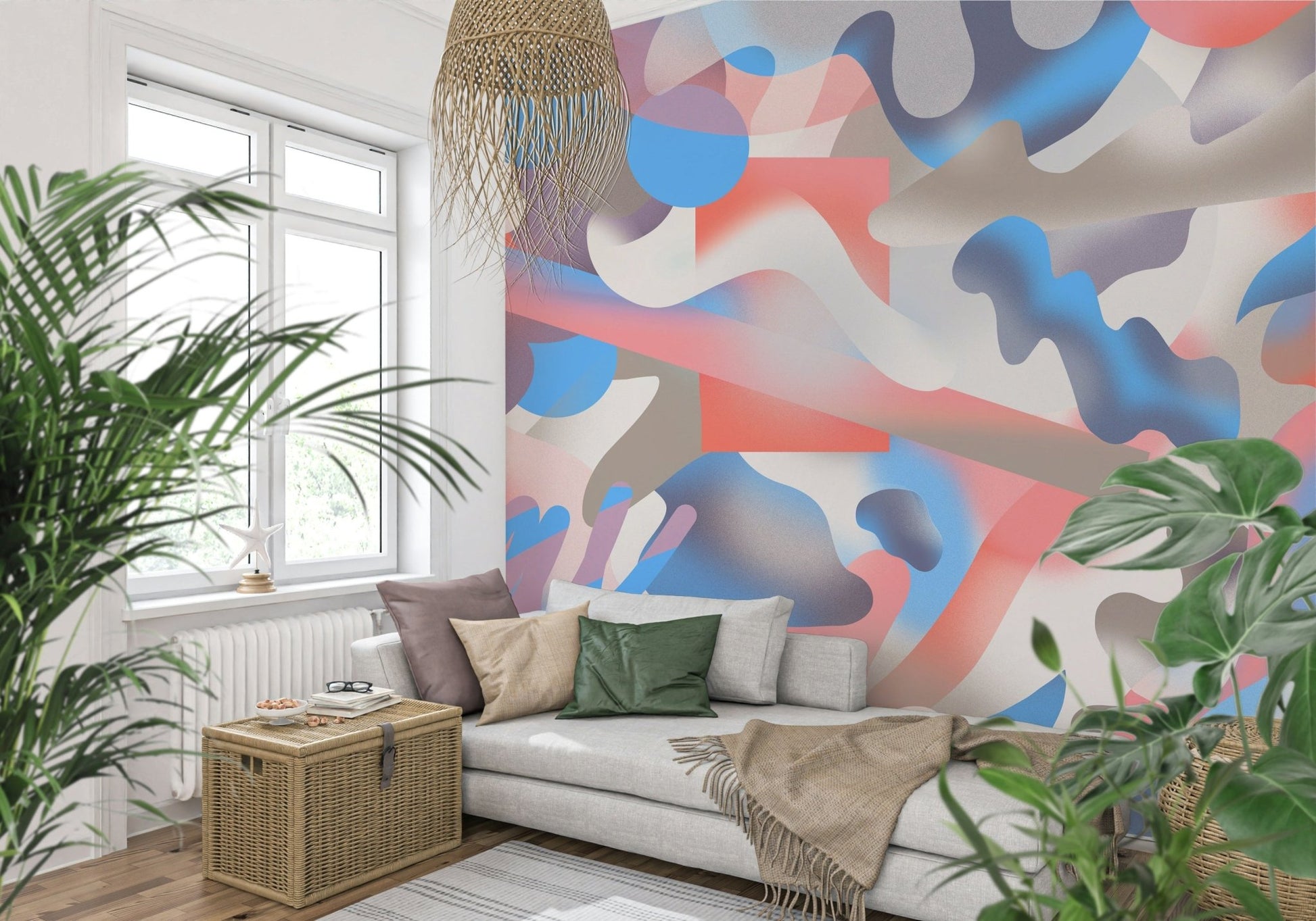An artistic nature seascape mural for home decor.