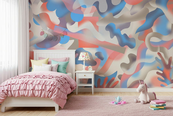 A beautiful abstract coral wallpaper mural in vibrant, dreamy colors., GD5407