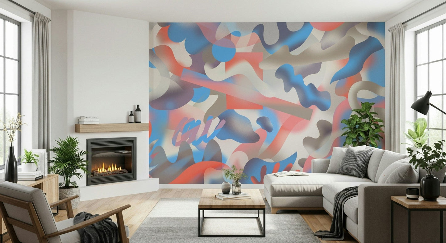 A beautiful modern art wall mural of delicate coral.