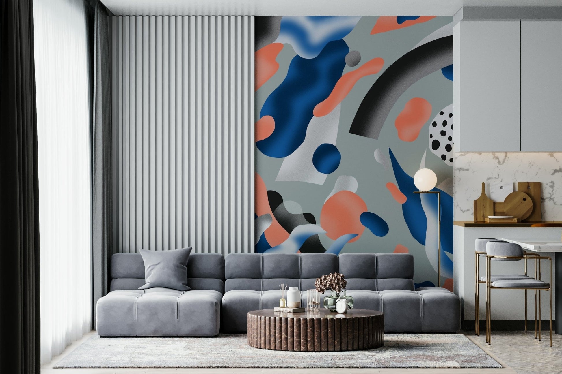 Coral & Indigo Dreams Wall Mural