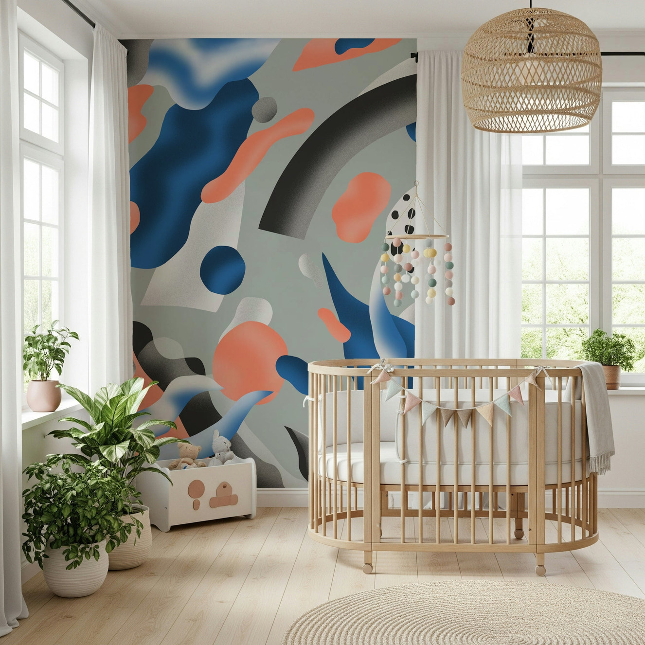 Coral & Indigo Dreams Wall Mural