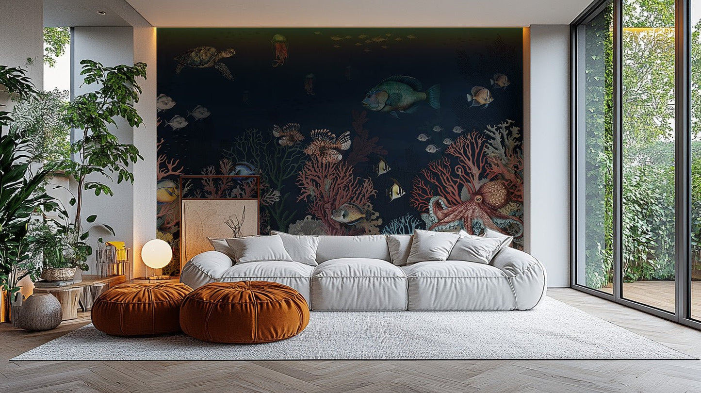 Ocean-inspired mural with coral wonders, C177