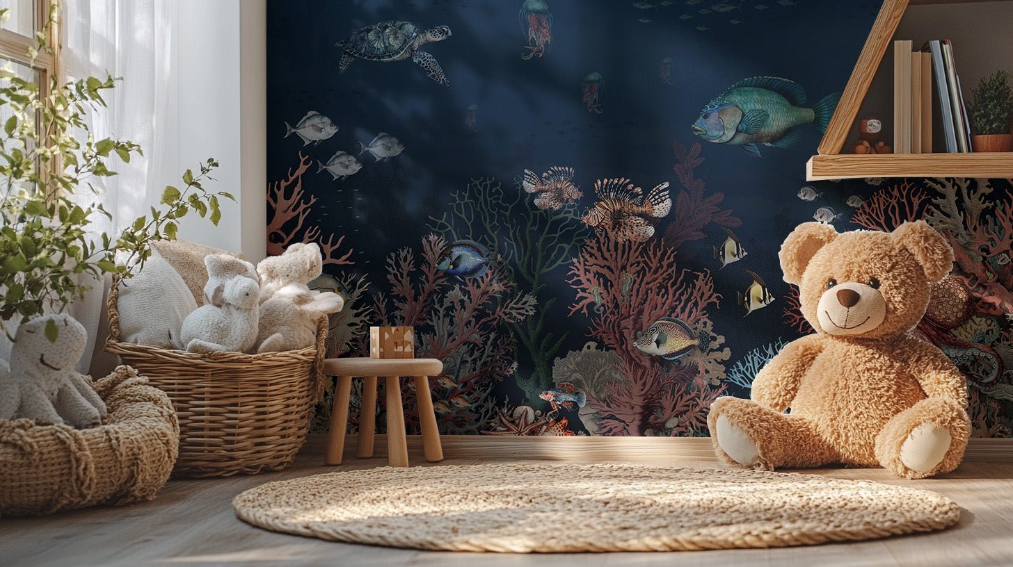 Dynamic coral mural for ocean-inspired decor, C177