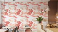 Cafe area space with Coral Mist Flow wallpaper showing fluid coral movement, GD9262