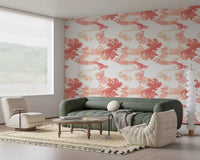 Modern coral wallpaper with Coral Mist Flow fluid gradient pattern design, GD9262