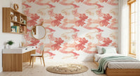 Bedroom wall featuring Coral Mist Flow wallpaper in abstract coral pattern, GD9262