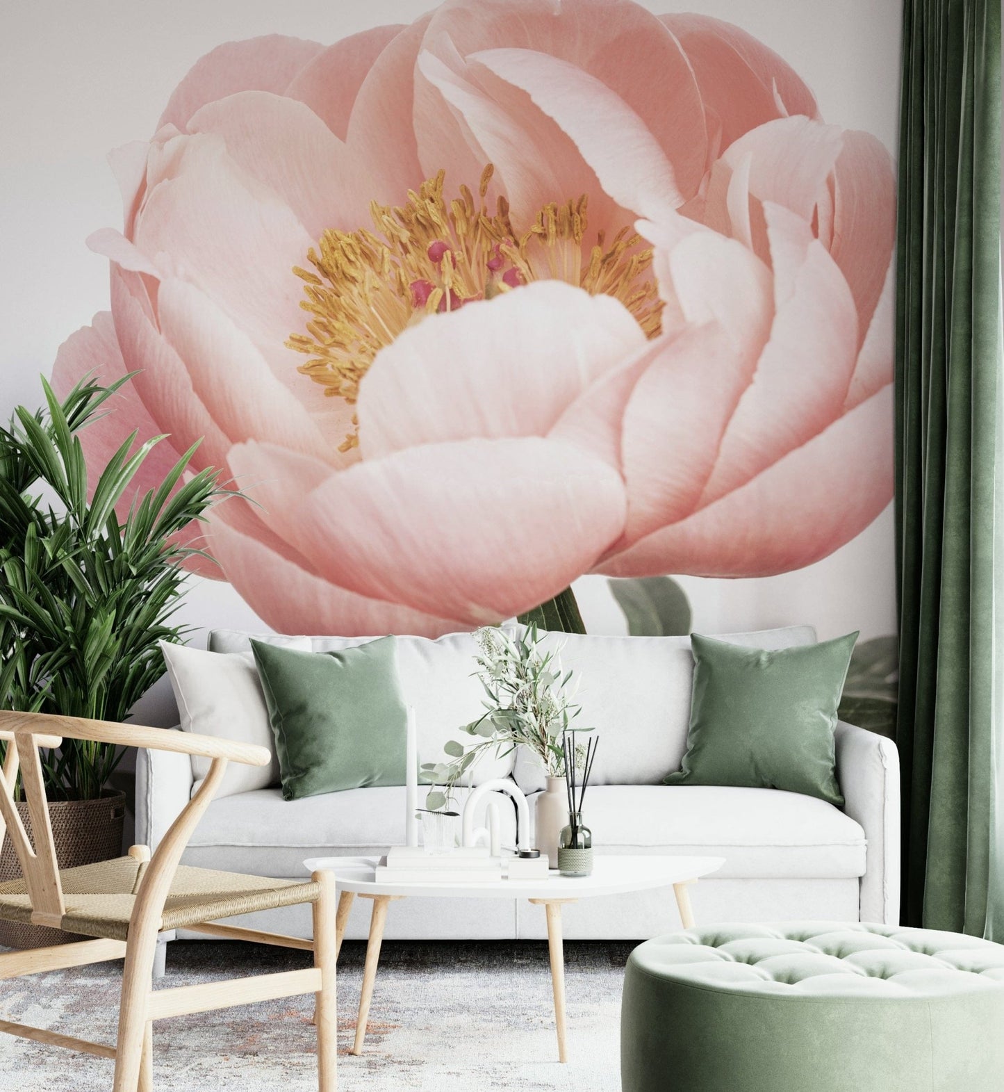 Delicate coral peony stem design

