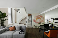 Coral peony flower close-up photo

