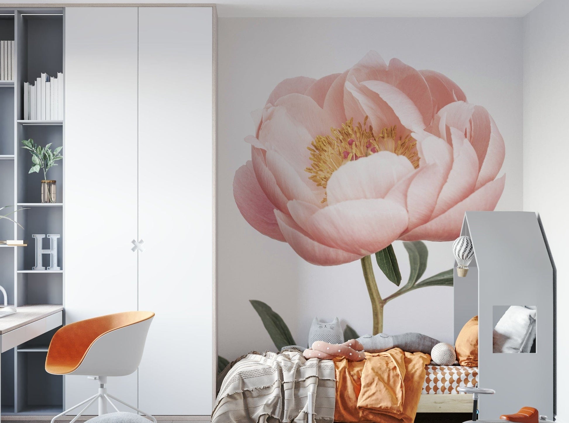 Minimalist peony flower wall art

