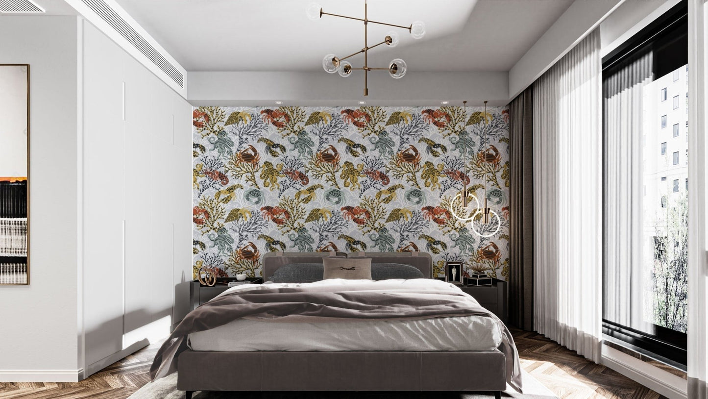 Stunning Aquatic Life mural wallpaper with vivid marine tones.
