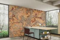 Faux cork wall mural for modern rustic interiors.