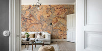Cork-look wallpaper in soft brown and tan hues.