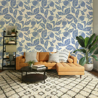 Wall mural with cornflowers and green stems

