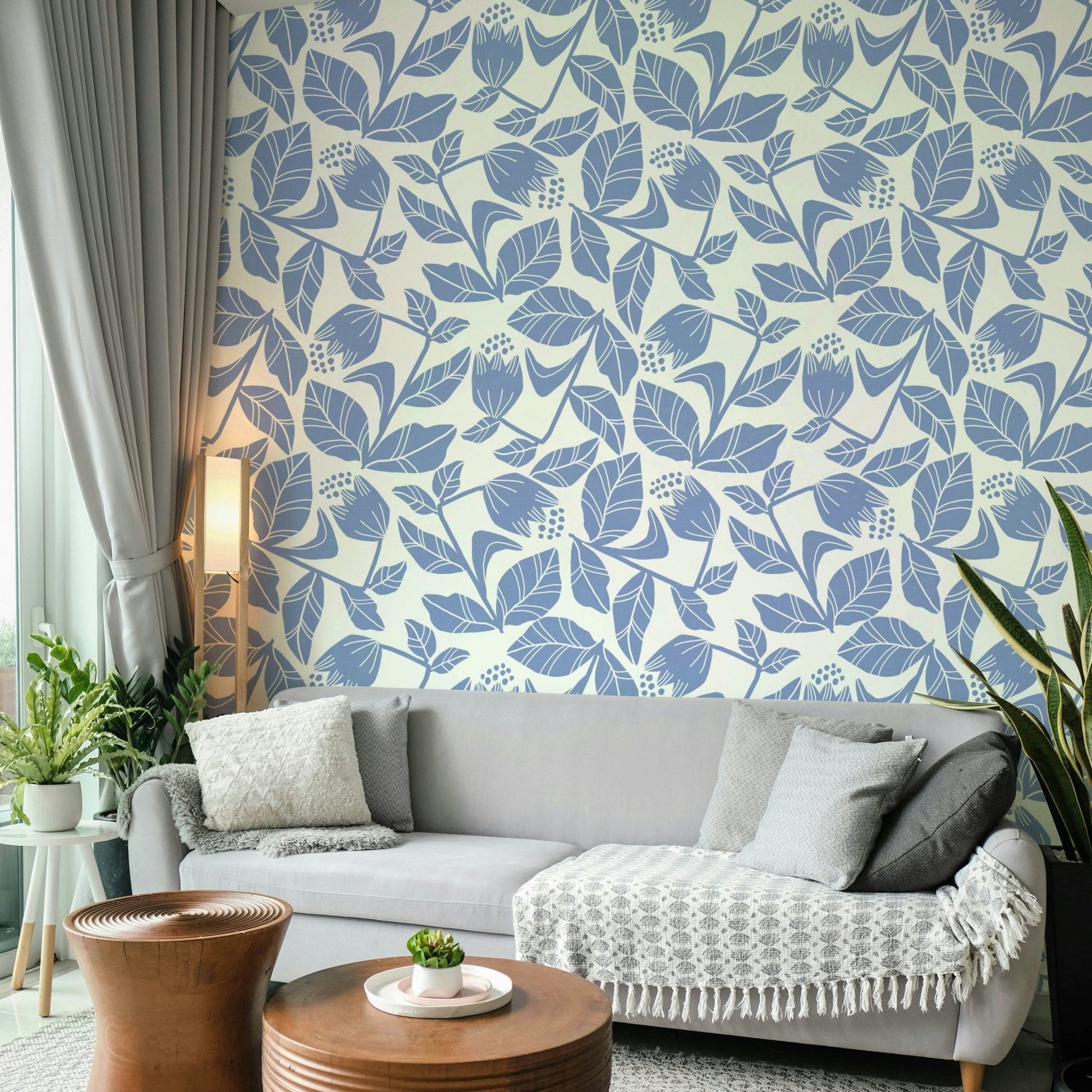 Nature-inspired cornflower wall design

