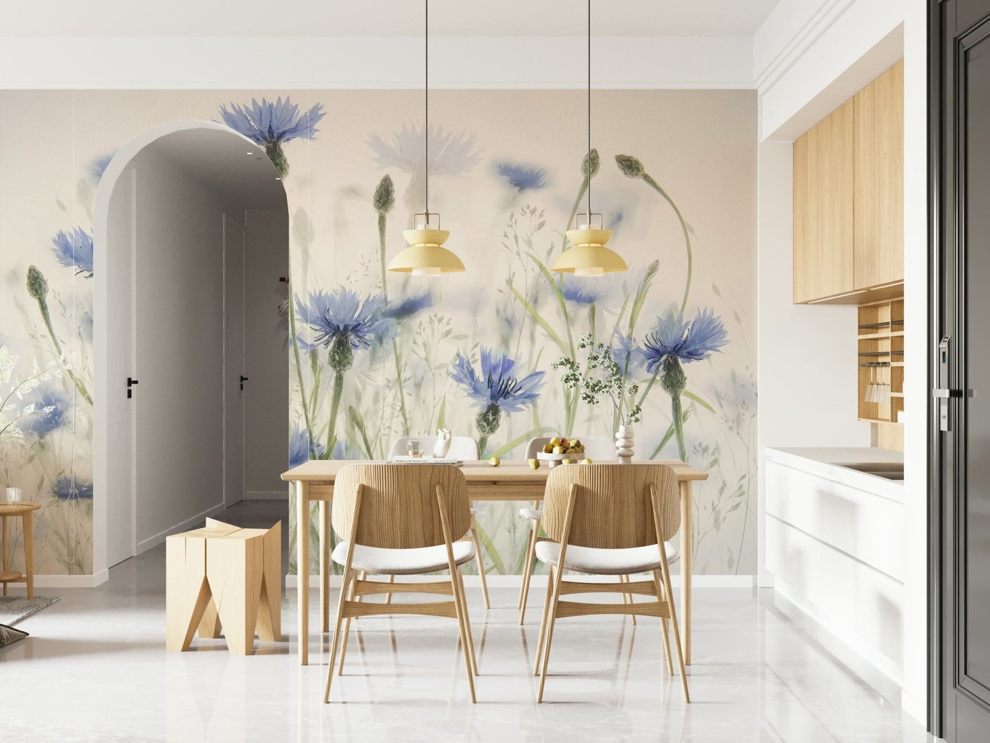 The mural serves as a stunning and immersive feature wall.