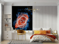 Artistic galaxy floral wallpaper mural for a guest room accent wall.