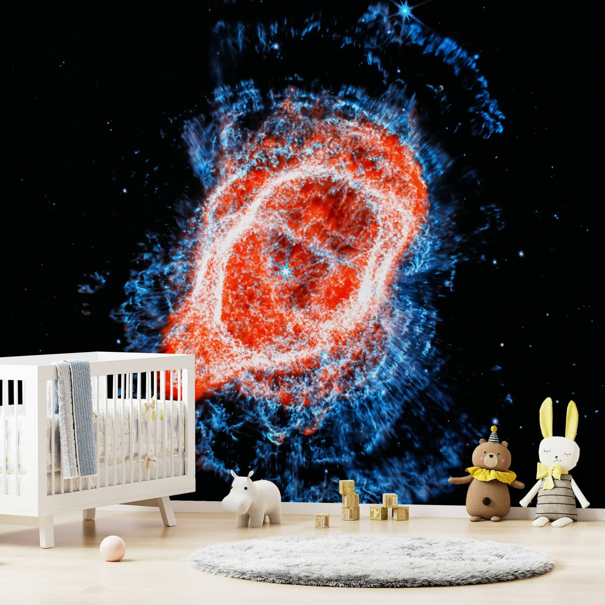 Cosmic Bloom Wall Mural wallpaper mural in a modern living room setting., GD7905