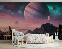 Vibrant nebula wallpaper for a gaming room feature wall mural