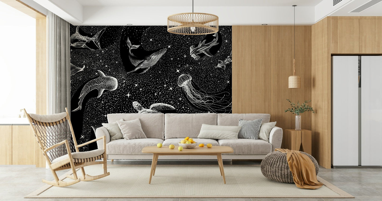 A classic space theme wallpaper for walls.