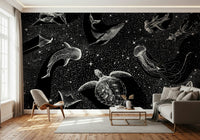 A contemplative starry sky wallpaper mural for a feature wall.
