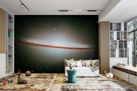 A wall mural of a peaceful celestial pattern.

