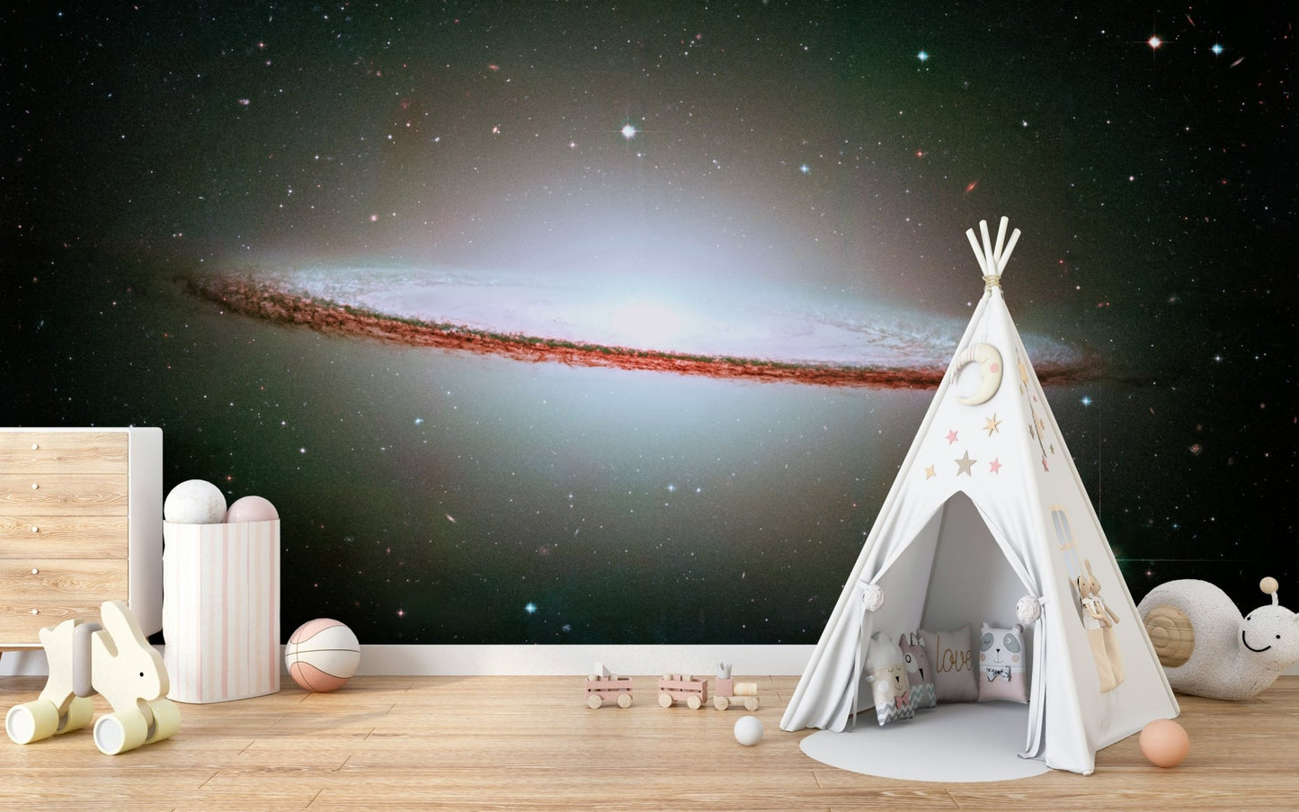 The image shows an artistic impression of a serene celestial scene.

