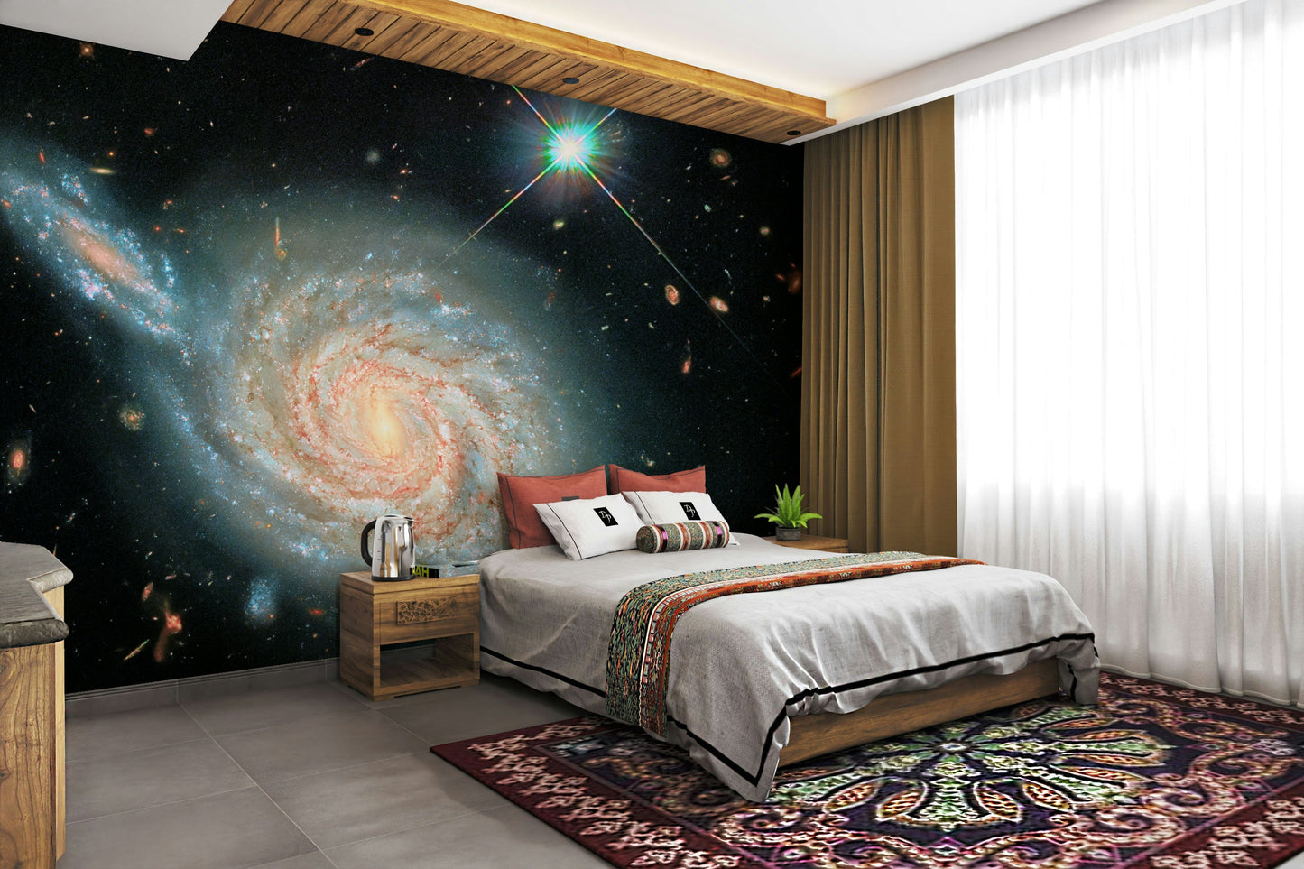 The image shows a peaceful, otherworldly scene with a celestial theme.

