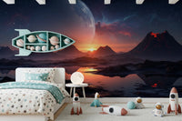 Dreamy kids room styled around Cosmic Dusk wall mural and glowing sky details, GD8557