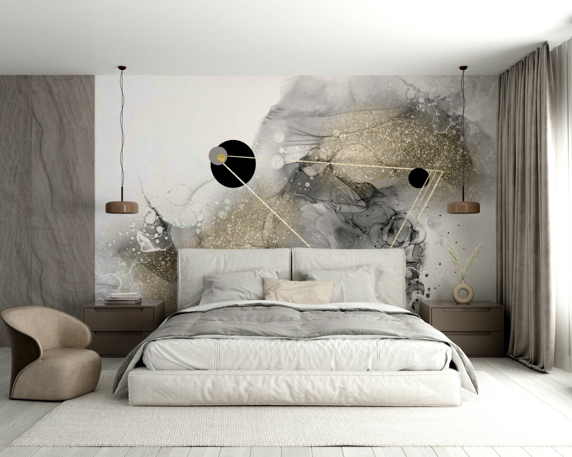 Vibrant Cosmic Dust Mural for modern interiors.

